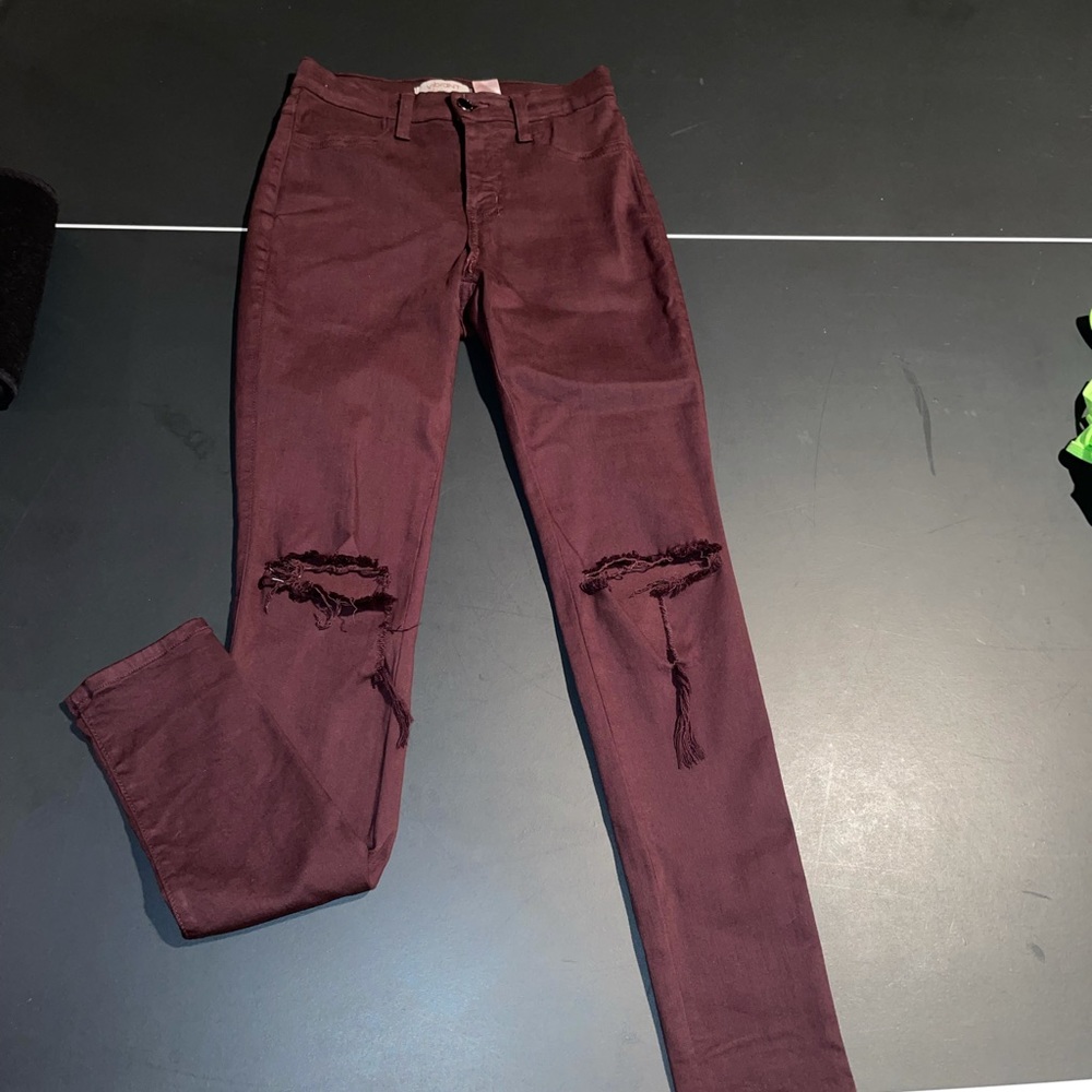 Maroon high waisted skinny jeans